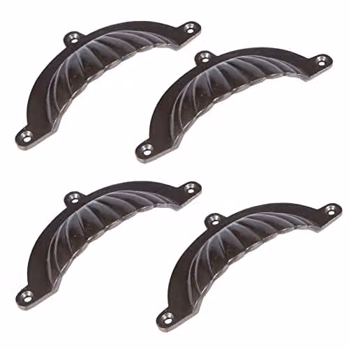 Hammer and Tongs Fluted Iron Cabinet Drawer Pulls in Matt Grey, Pack of 4 – 1
