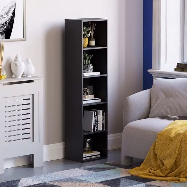 Vida Designs Oxford Cube Bookcase in Black with 5 Tiers