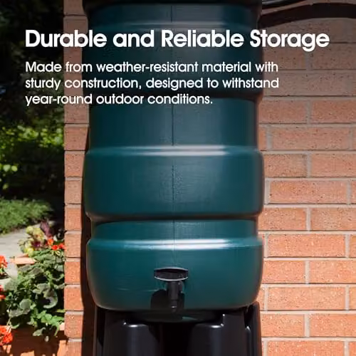 Whitefurze 100 l Green Freestanding Rain Barrel Kit with Stand and Connectors – 4