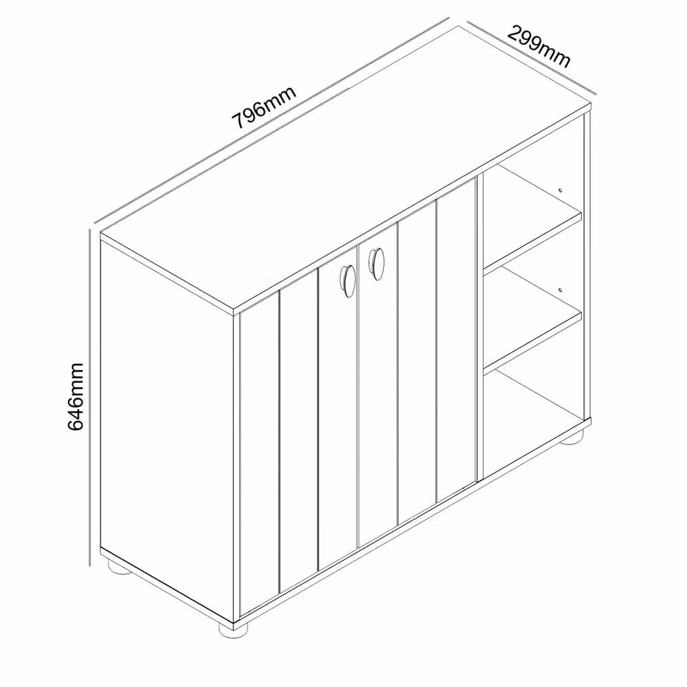 GFW Bideford Black 2 Door Compact Shoe Cabinet with Open Shelf – 3