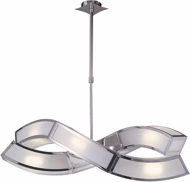 Netlighting Duna GU10 Rectangular 2-Arm Pendant Light with 6 Lights in Polished Chrome and Silver – 1
