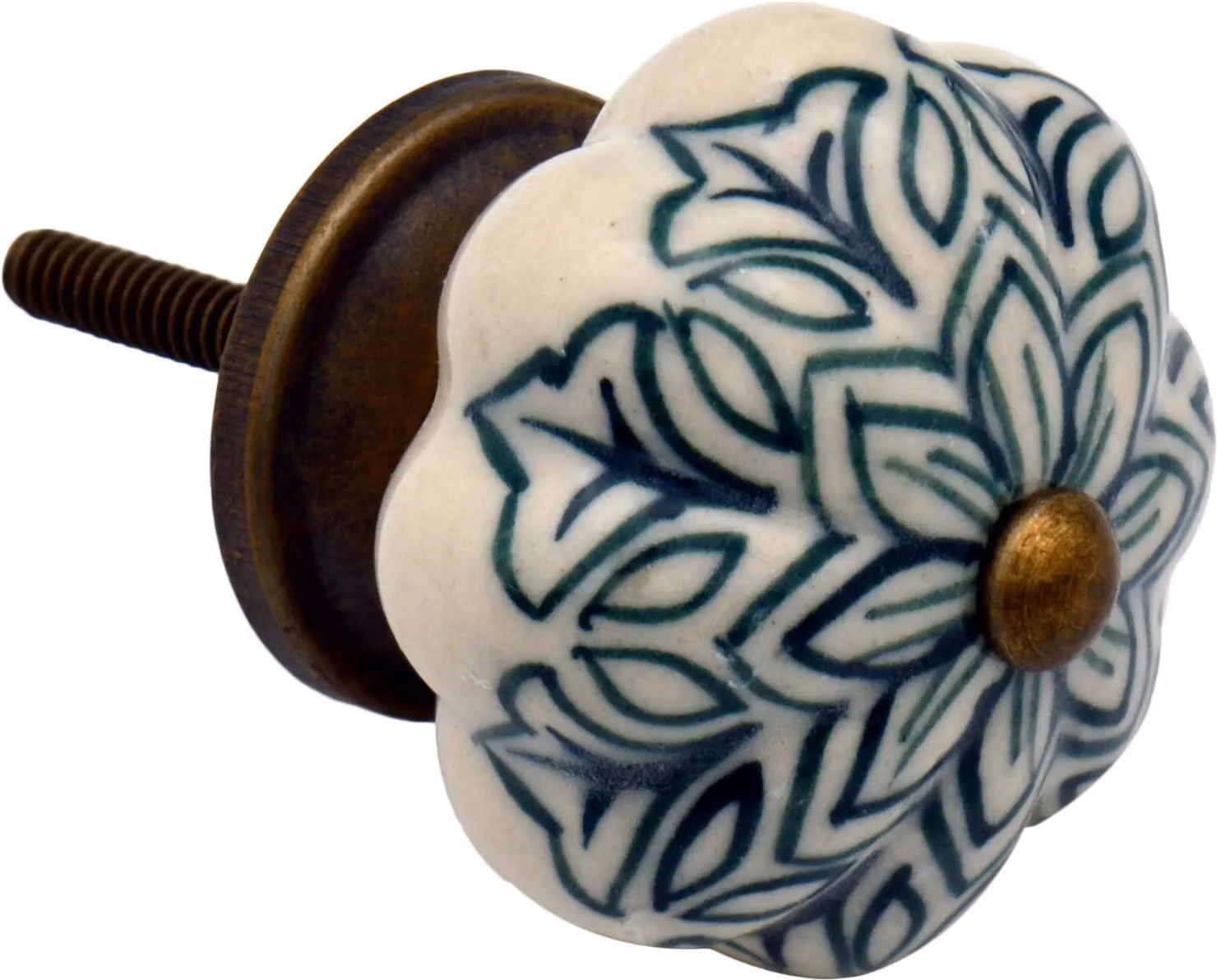Nicola Spring Floral Ceramic Cabinet Knobs, Pack of 6, Dark Green – 3