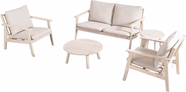 Abrihome Solid Acacia Wood 2-Seater Outdoor Garden Sofa Set in Natural Wood