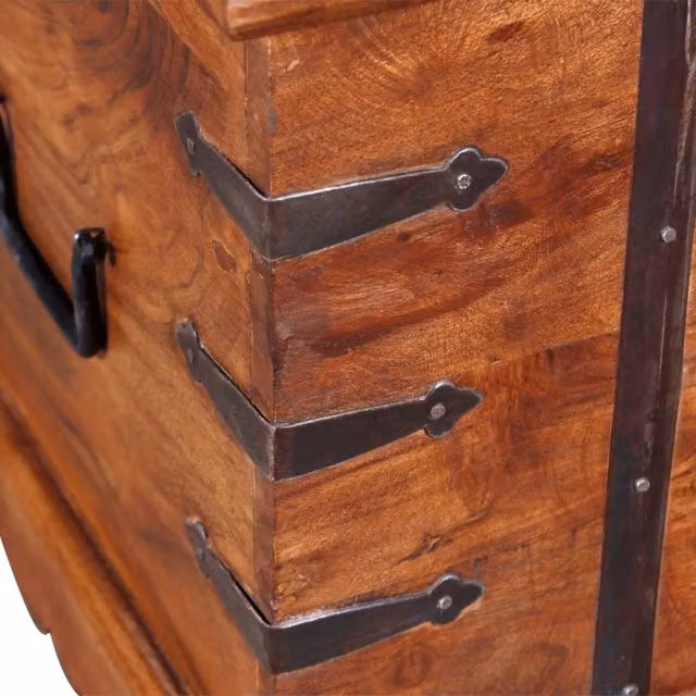 Berkfield Home Brown Lacquered Acacia and Sheesham Wood Storage Chest