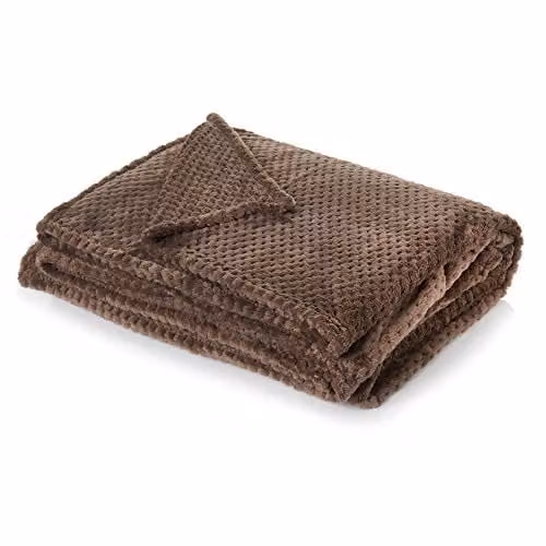 Dreamscene Waffle Honeycomb Mink Fleece Throw, Chocolate Brown, W: 200 cm, D: 240 cm