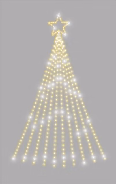 Xmas Haus 2.4m Waterfall 2D Christmas Tree with Warm White LEDs, Star Top and Twinkle Effect in White – 2