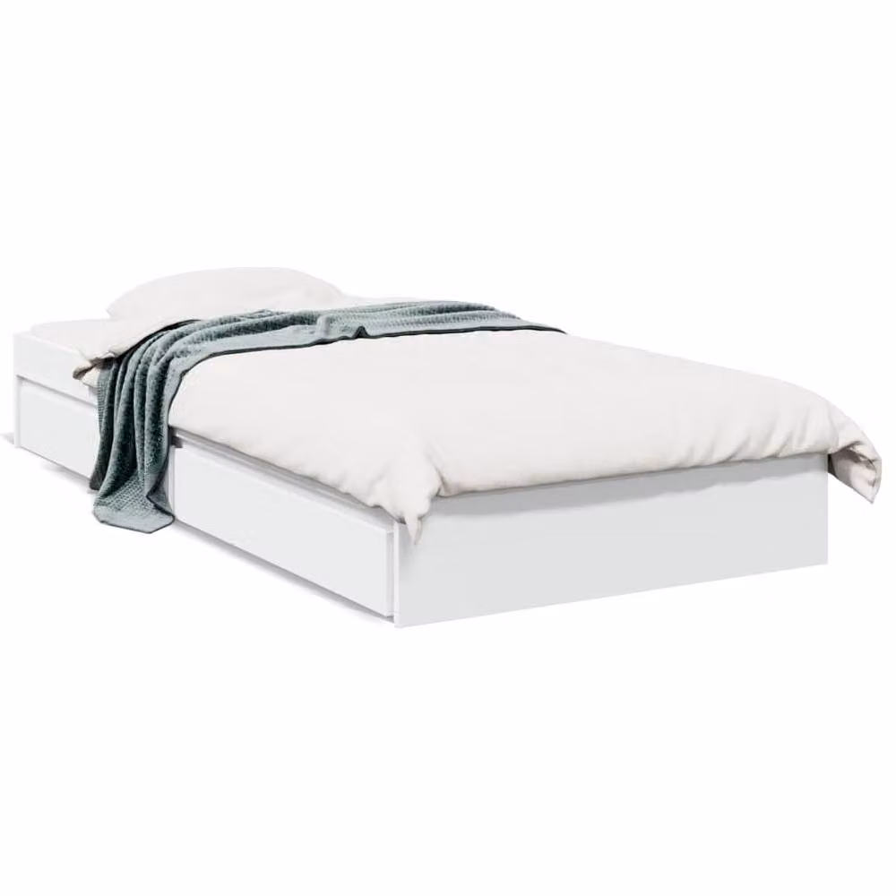 Berkfield Home Modern Bed Frame with Drawers in White, W/D/H: 90 x 200 cm – 2