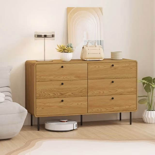 HOMCOM Modern 6 Drawer Bedroom Chest of Drawers in Oak