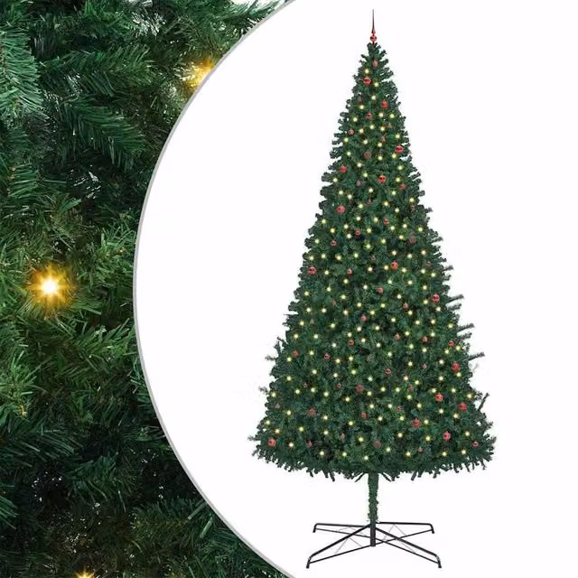 Berkfield Home Green 400 cm PVC Christmas Tree with Decorative String Lights