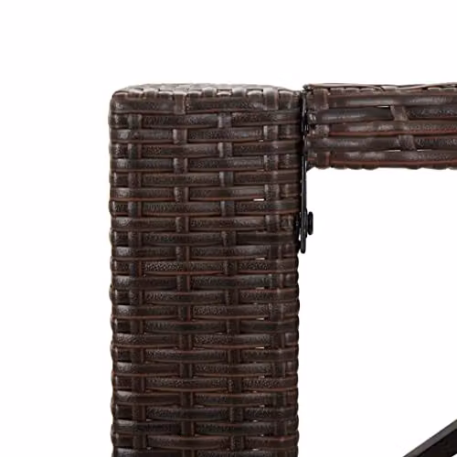 vidaXL Bar Table with Glass Top in Brown Poly Rattan, W/D/H: 105 x 80 x 110 cm – 4