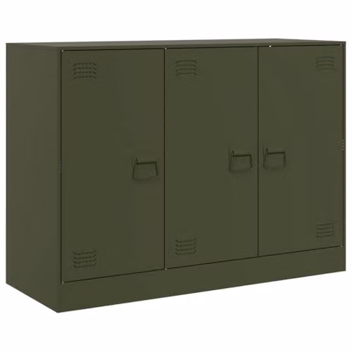 vidaXL Modern Metal Sideboard in Matt Green, W/D/H: 99 x 39 x 73 cm – 1