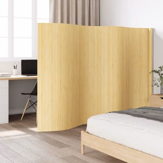 Berkfield Home Bamboo Room Divider in Beige, W/H: 400 x 165 cm