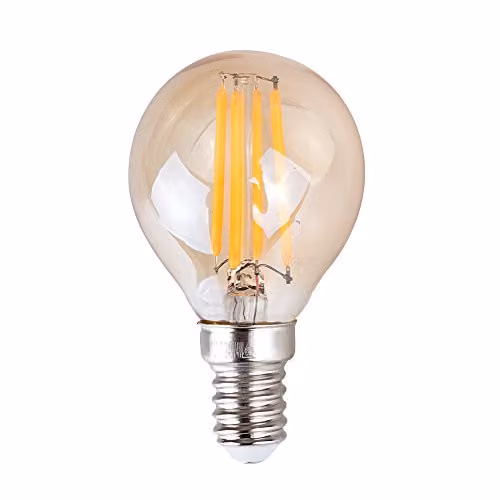 MiniSun Set of 10 Retro Style 4W LED Filament E14 Golfball Light Bulbs, Amber Tinted Glass, 2700K Warm White – 1