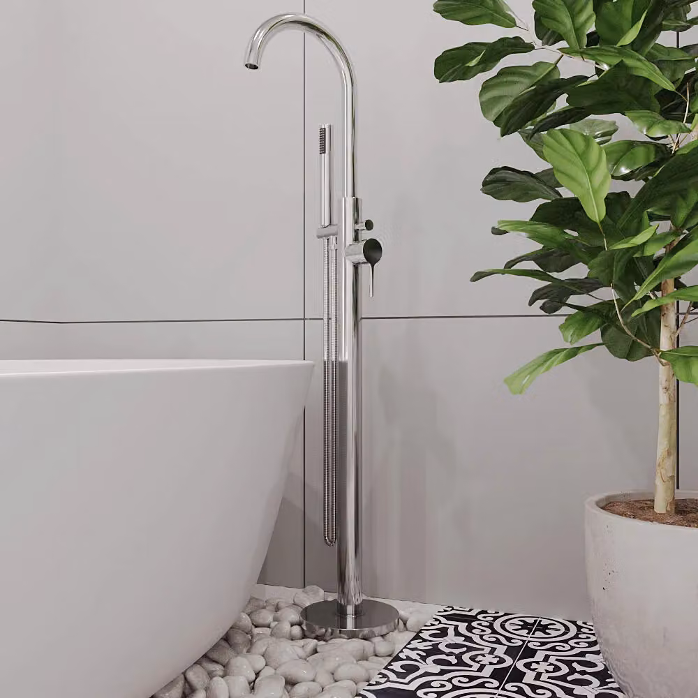 Balterley Connect Floor Standing Bath Shower Mixer Tap with Shower Kit, Chrome/Silver – 2
