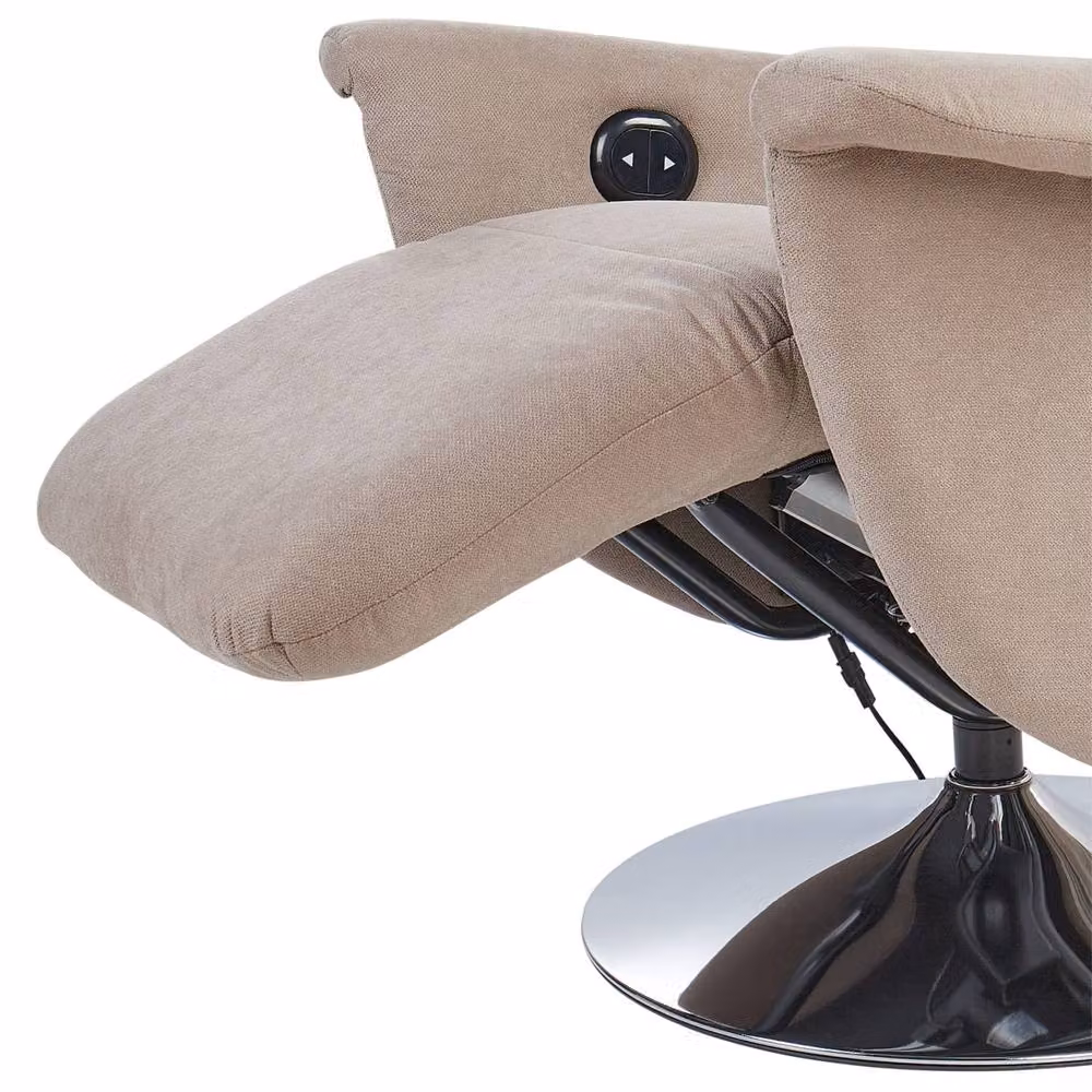 Wyld and Coco Beige Reclining Armchair with Adjustable Back and Pull-Out Ottoman Footstool – 3