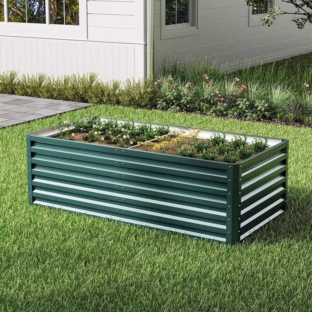 Kelvenix Steel Raised Garden Bed Planter Box in Green, W/D/H: 177.8 x 90.0 x 57.0 cm – 3