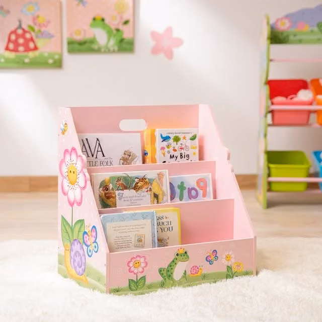 Teamson Kids Sunny Safari Wooden Toddler Bookcase in Pink