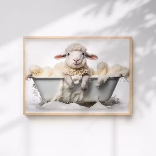 60 Second Makeover Baby Sheep Quirky Animal Print Paper Poster, Multicolour, A4