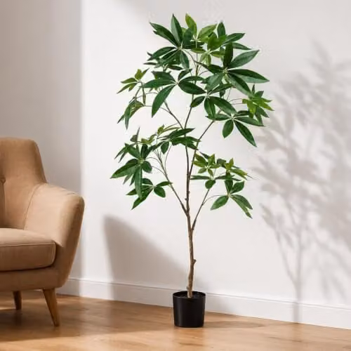 Botanik Artificial Money Tree Pachira Realistic Faux Plant, Green, H 120 x W 50 x D 50 cm – 1
