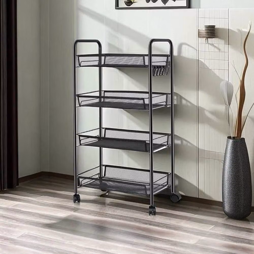 NESTLUNE 4 Tier Rolling Storage Trolley Cart in Black – 3