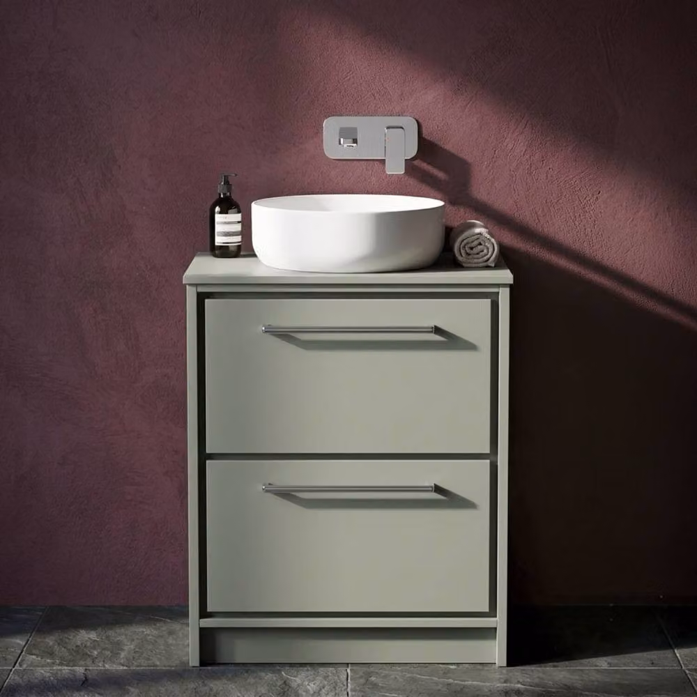 Balterley 600mm Floor Standing 2-Drawer Vanity with Worktop, Fern Green – 2