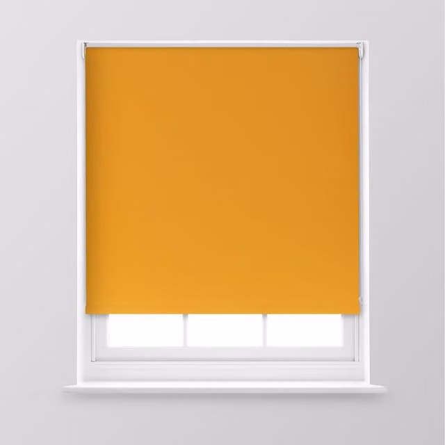 A.Unique Home Premium Trimmable Thermal Blackout Roller Window Blind, Ochre, W: 60 cm, H: 170 cm
