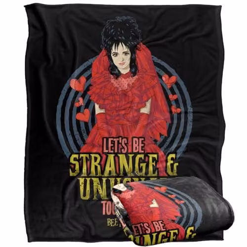 LOGOVISION Beetlejuice Lets Be Strange And Unusual Super Soft Silky Touch Throw Blanket, W/D/H: 152 x 127 cm, Multicolour – 1