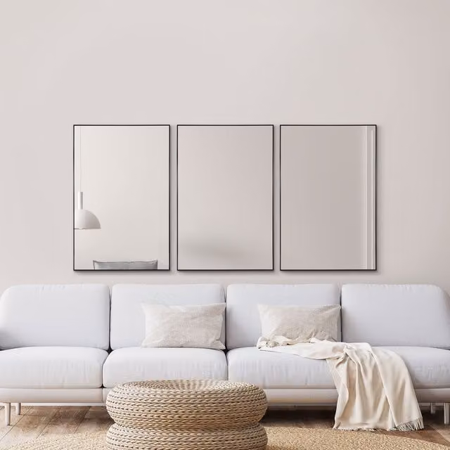 MirrorOutlet Manhattan Modern Rectangular Wall Mirror with Black Aluminium Frame