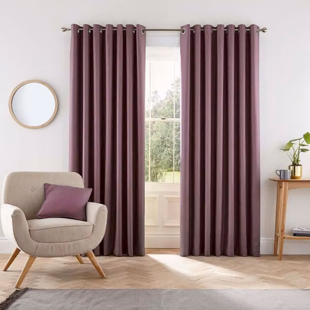 Helena Springfield Eden Woven Lined Eyelet Curtains in Purple, Width: 228 cm, Drop: 183 cm – 3