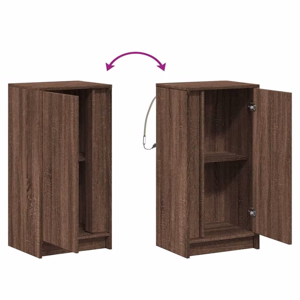 Berkfield Home Modern Brown Oak Sideboard with Integrated LED Lighting, W/D/H: 42.5 x 34 x 85 cm – 5