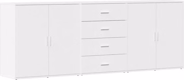 Berkfield Home Set of 3 Modern White Matt MDF Sideboards