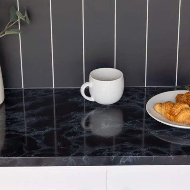 D-C-Fix Marble Black Self-adhesive Vinyl Wrap for Doors and Worktops, W: 45 cm, L: 10 m