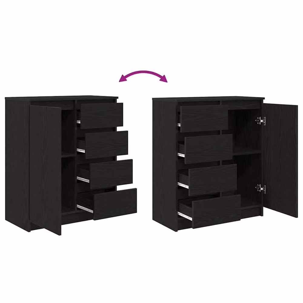 Berkfield Home Modern Sideboard with Drawers in Black Oak, W/D/H: 71 x 35 x 84 cm – 4