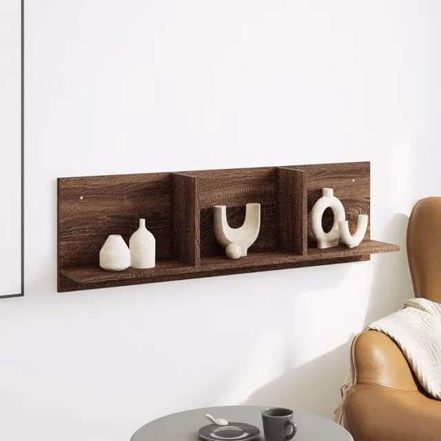 Berkfield Home Wall Mounted Cabinet in Brown Oak, W: 100 cm, D: 16.5 cm, H: 30 cm