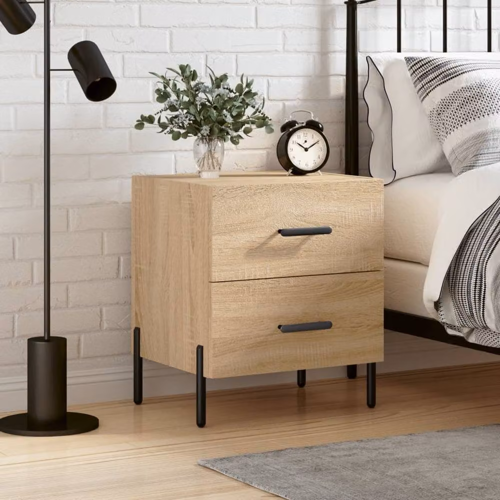 Berkfield Home Modern Bedside Cabinet in Sonoma Oak, Brown, W/D/H: 40 x 35 x 47.5 cm – 2