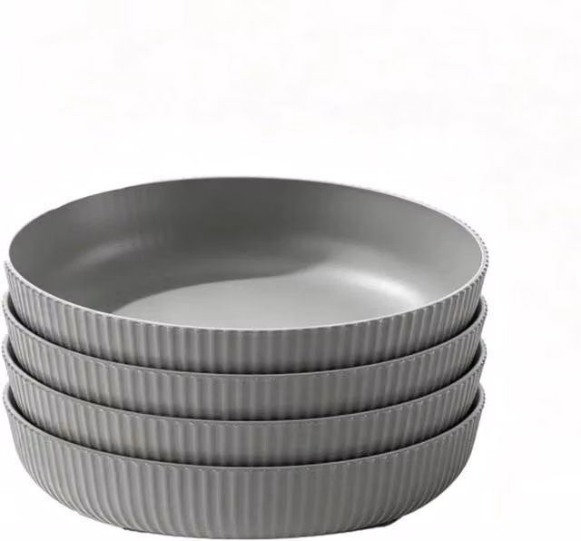 Kelvenix 4-Piece Set of Grey Deep Pasta Bowls