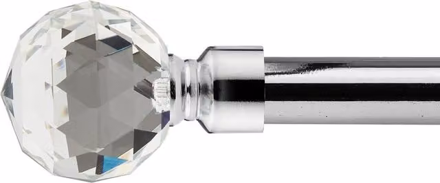NewEdgeBlinds Cristalla Extendable Eyelet Metal Curtain Pole Set in Silver, W: 120 cm