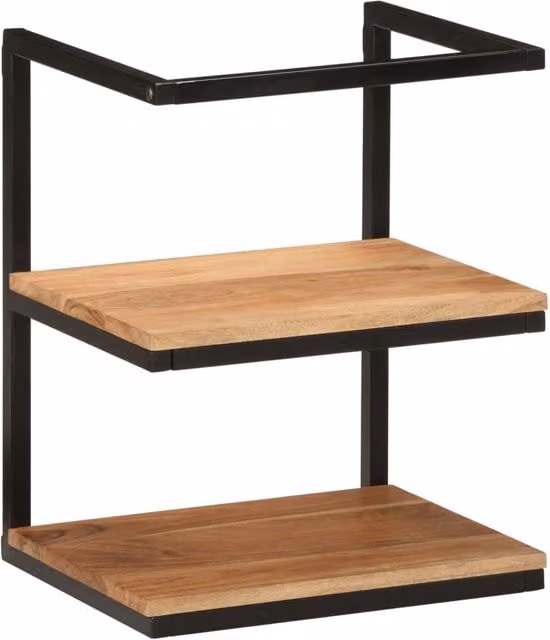 Berkfield Home Industrial Wall Mounted Shelf in Brown Acacia Wood and Metal, W/D/H: 40 x 30 x 50 cm – 1