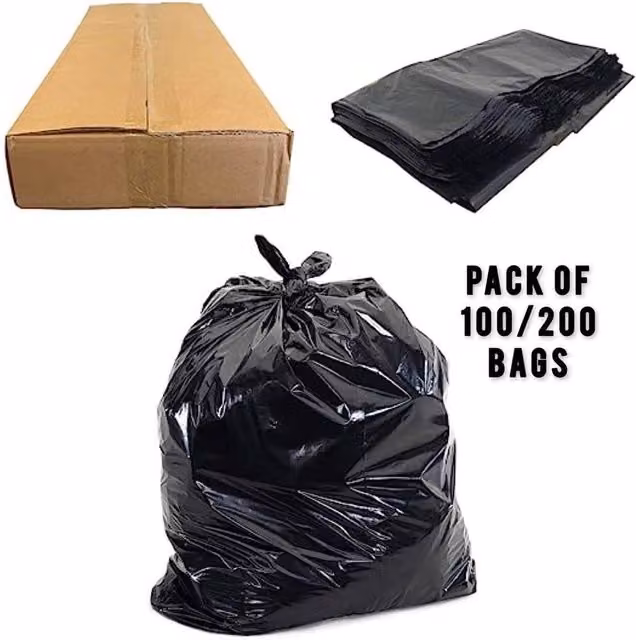 Spetlek Black Heavy Duty Bin Liner Bags, 200 Pack, 0.6m2 – 1