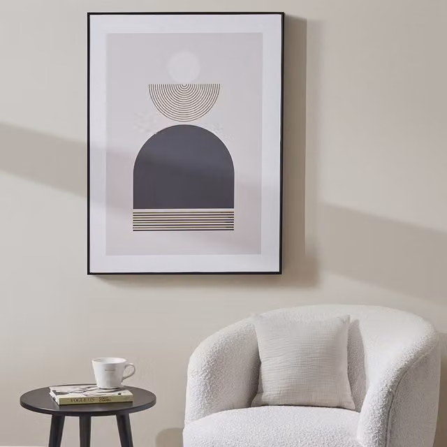 Pacific Lifestyle Abstract Geometric Art Deco Framed Wall Print in Black and Gold
