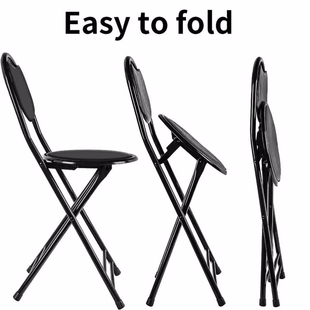 VOGREX Black Padded Synthetic Leather Folding Chair for Home Office and Events – 4