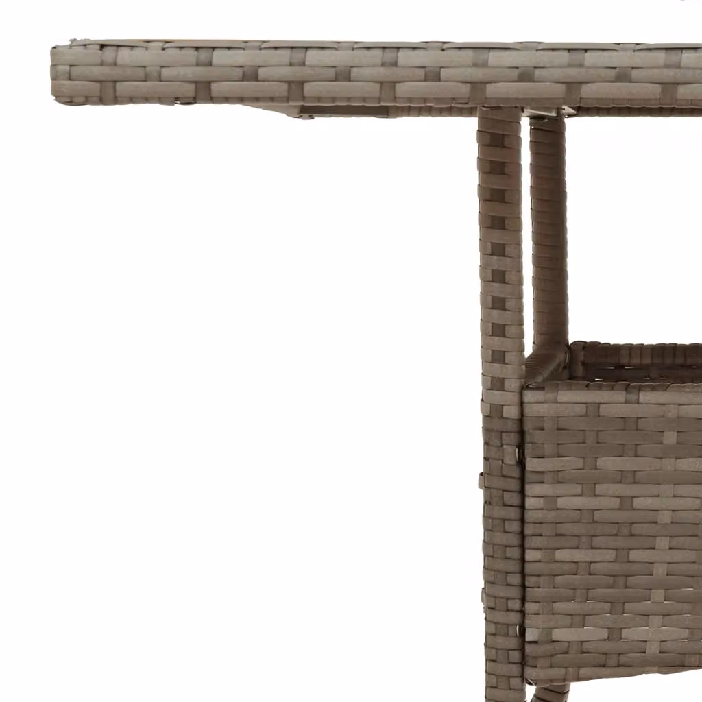 Berkfield Home Grey Poly Rattan Garden Table with Glass Top, W/D/H: 80 x 80 x 75 cm – 6