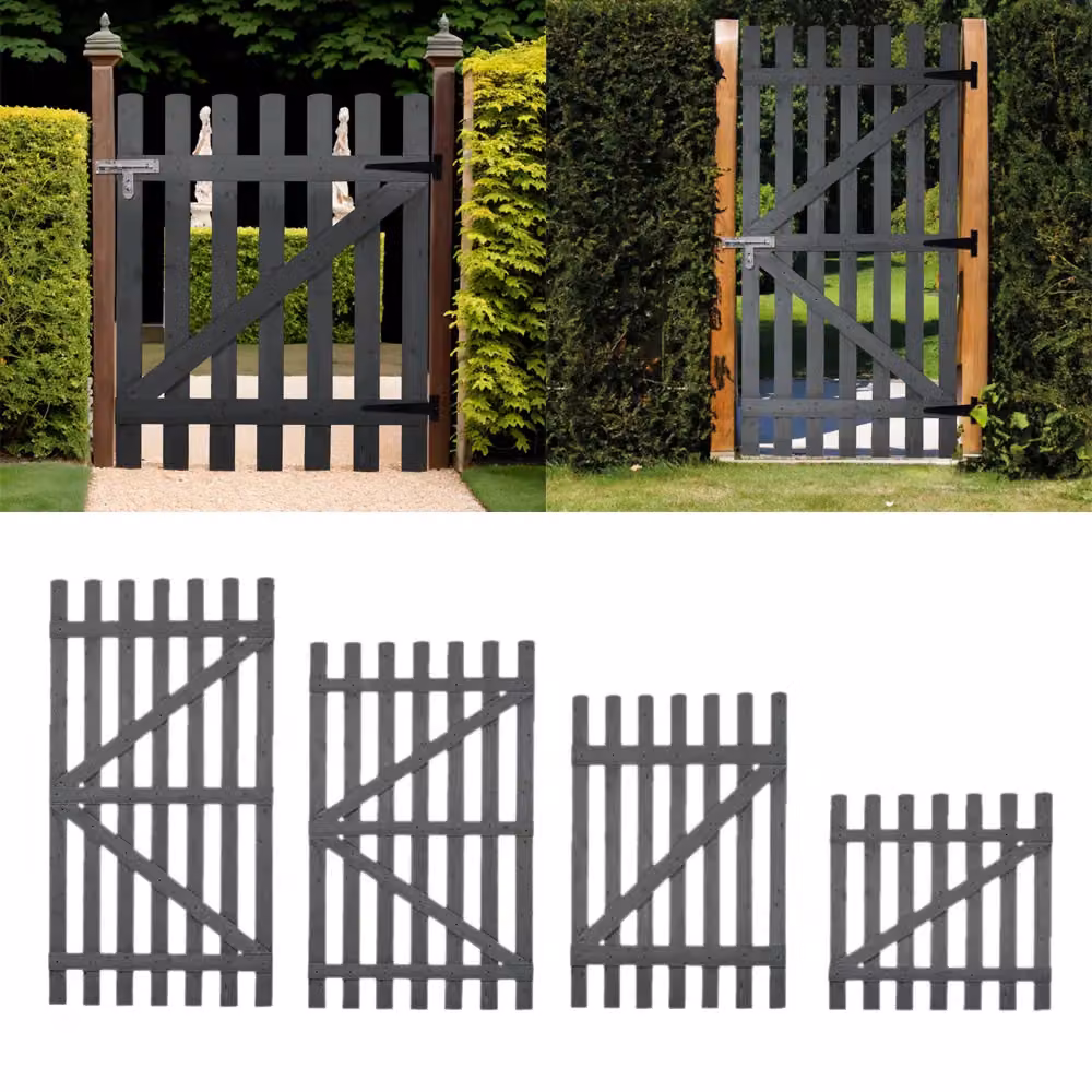 Living and Home Grey Wooden Outdoor Garden Fence Gate with Latch, W: 120 cm, H: 90 cm – 4