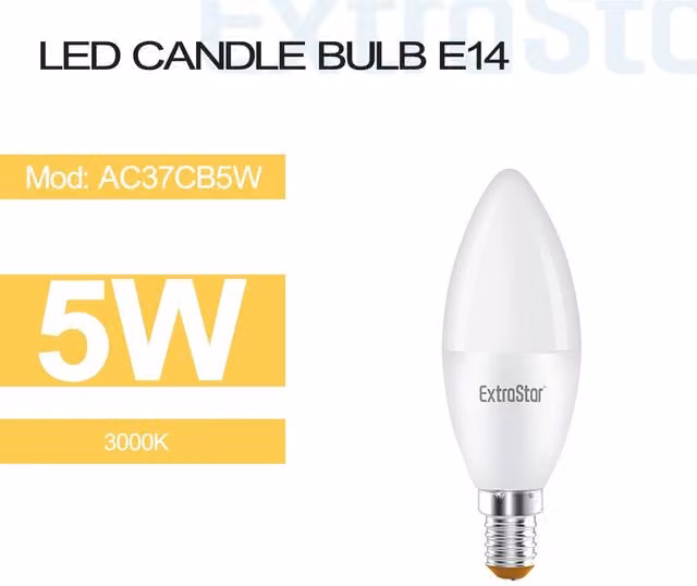 Livingandhome LED Candle Bulb E14, 5W, Warm White 3000K, White