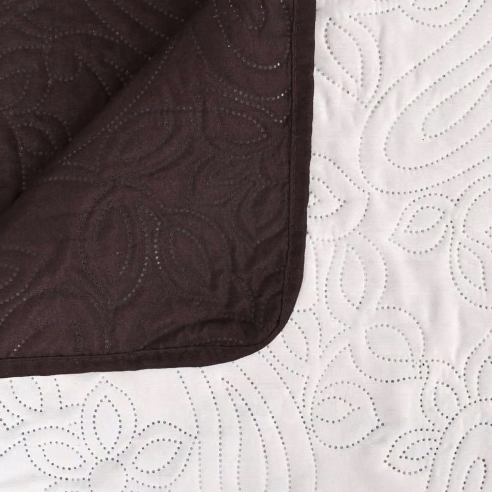 Berkfield Home Reversible Quilted Microfibre Bedspread in Cream and Brown, W: 170 cm, L: 210 cm – 4