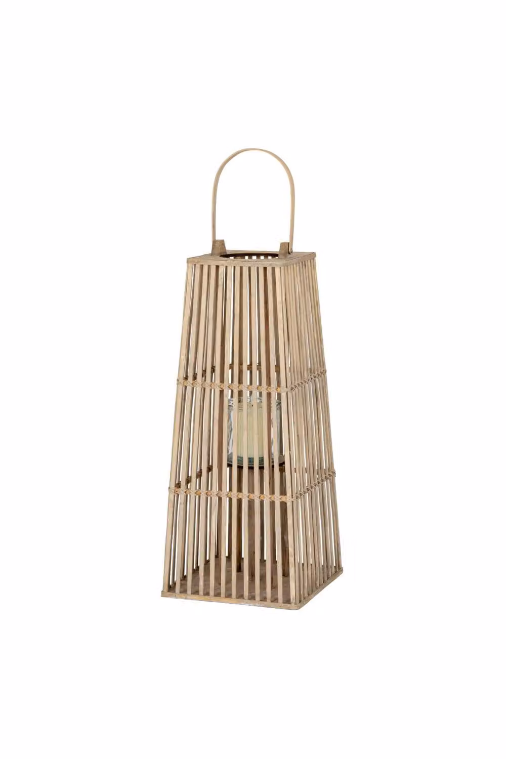 KDMD Medium Wicker Lantern with Glass Holder in Brown for Indoor and Outdoor Decor – 2