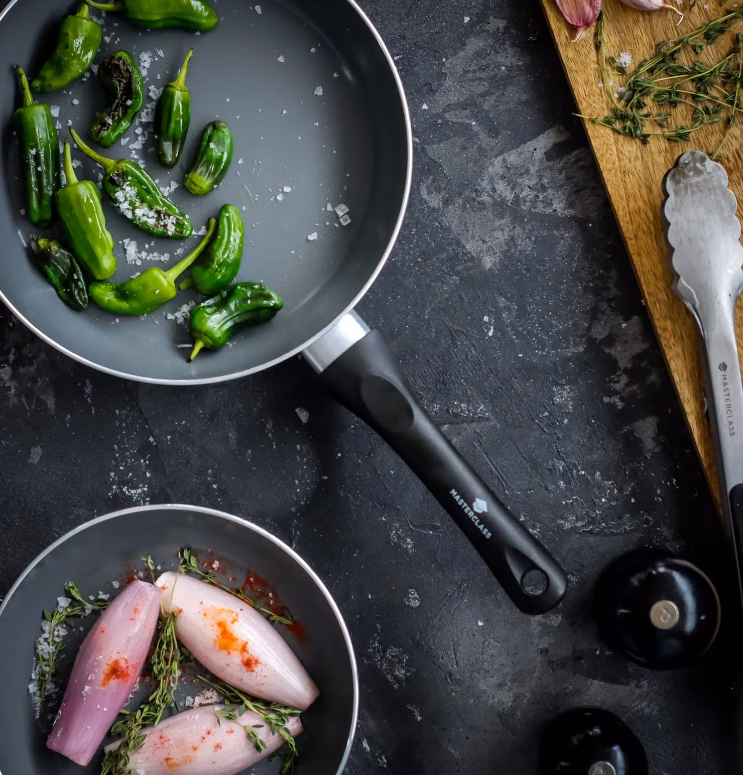 MasterClass Can-to-Pan Ceramic Non-Stick Aluminium Frying Pan Set of 2 in Grey or Black – 5
