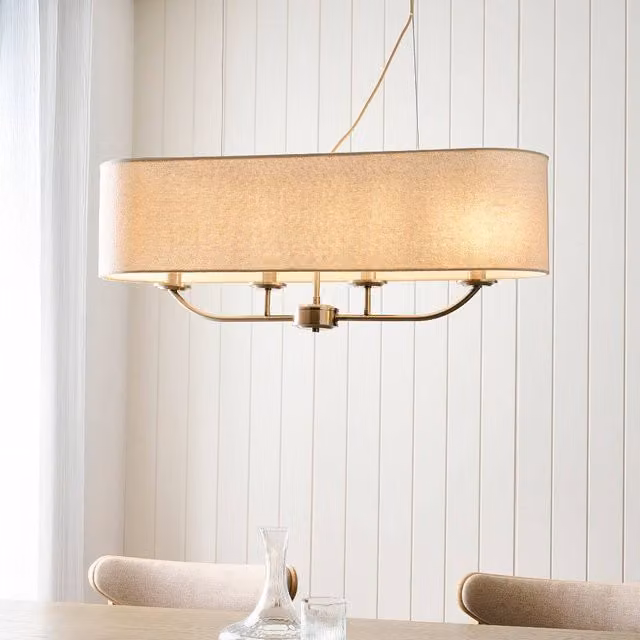 Pagazzi Marston Cream Fabric Cylinder Pendant Light with Adjustable Height and Dimmable E14 Base
