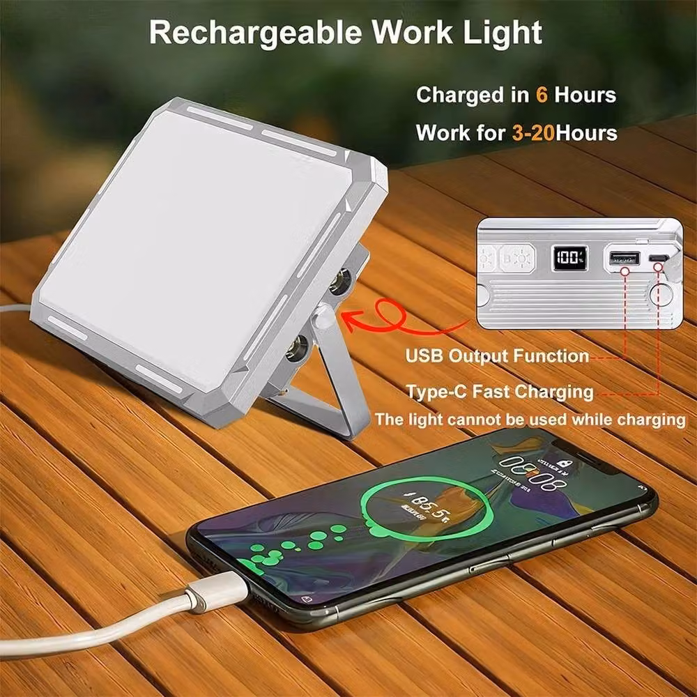 NESTLUNE Rechargeable Dimmable LED Portable Magnetic Work Light in Silver – 3