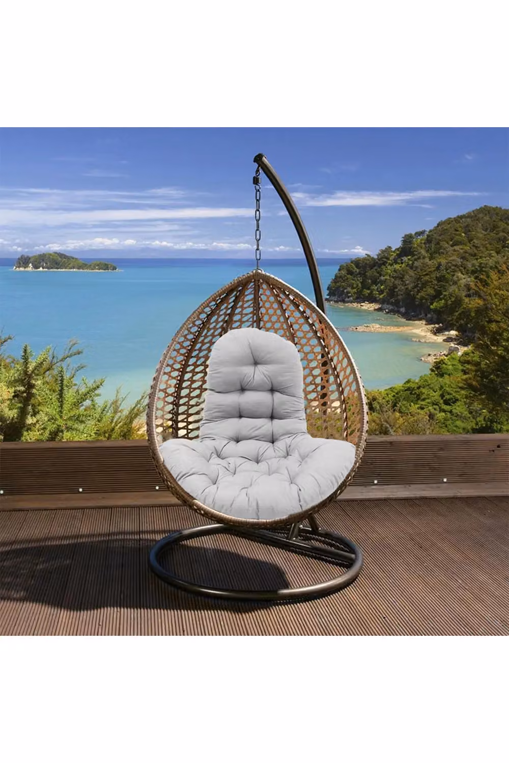 Living and Home Light Grey T-Shaped Egg Chair Cushion Pad for Outdoor Hanging Swing Chairs – 2